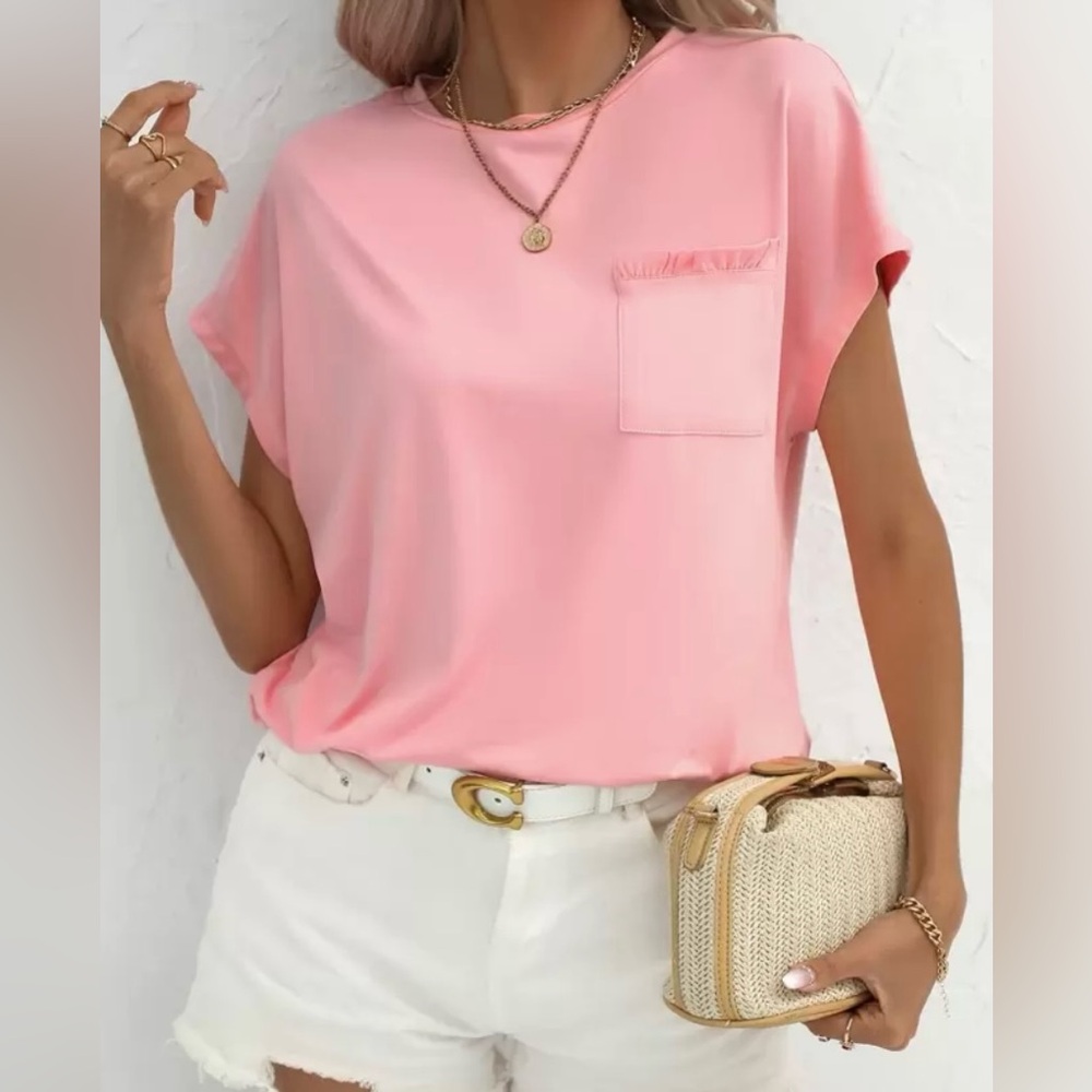NEW Pink Short Sleeve Top NWOT Dolman Tee T-Shirt Small Crewneck